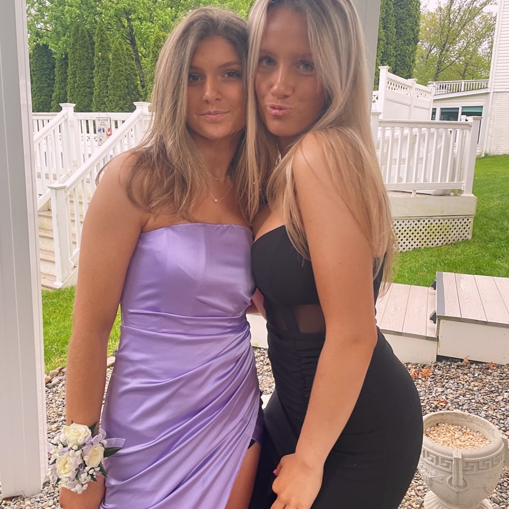 Black Mesh Prom Dress w Slit